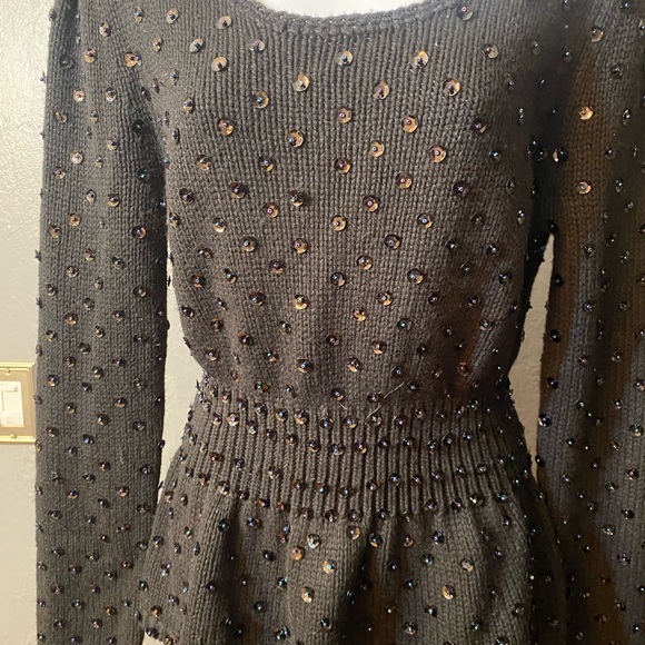 MODA International Black Sequin Open Back Sweater - Picture 13 of 16